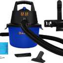 Koblenz WD-2.5L Portable Wet Dry Vacuum, 2.5-Gallon 2.5 PHP Suction Plus Blower Vacuum Cleaner for Liquids, Dust, Pet Hairs, 10 Reach, For Car Cleaning, Wall-Mount Support, Parts Included, Blue/Black