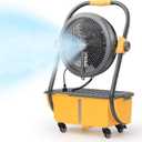 TURBRO Cordless Misting Fan with 11L Tank, High Pressure Spray Nozzles, 15ft Mist Range, Up to 50 Hours Run Time with Rechargeable Battery, 360 Swivel Wheels, Ideal for Patio, Pool and Outdoor Use