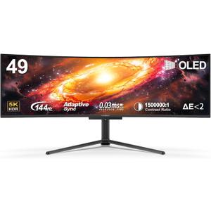 INNOCN 49" OLED Ultrawide Curved Monitor 5K2K 5120 x 1440p 144Hz, 0.03ms, AI PC Computer Monitor, USB Type C 90W, HDMI 2.1, DisplayPort, USB Hub, Speakers, Adaptive-Sync, Adjustable Stand, Black