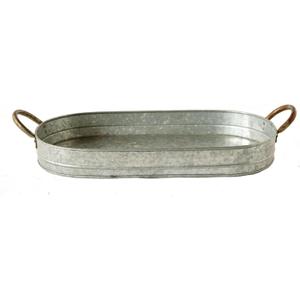 Creative Co-Op Oval Galvanized Metal Tray with Handles