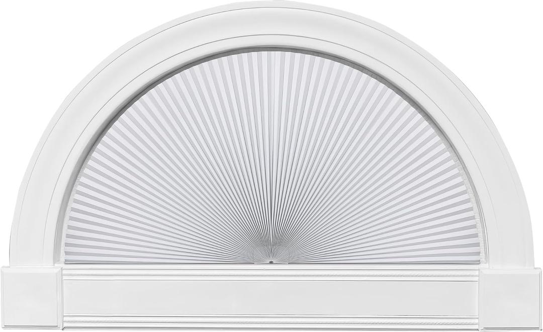 HOMEDEMO Arch Window Shade Blackout White, 48" X 24", No Drill, Half Moon Cellular Shades, Easy Installation Blinds, Half Circle Semicircular