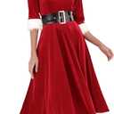 Soyoekbt Women's Santa Claus Costume V-Neck Christmas Long Dress