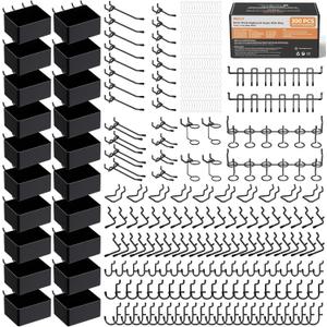 INCLY 300PCS Extra Thick Pegboard Accessories, 1/4" Heavy Duty Pegboard Hooks with Bins & Peg Locks, Peg Board Organizer Accessories Kit for Garage Wall Attachments Hanging Tools