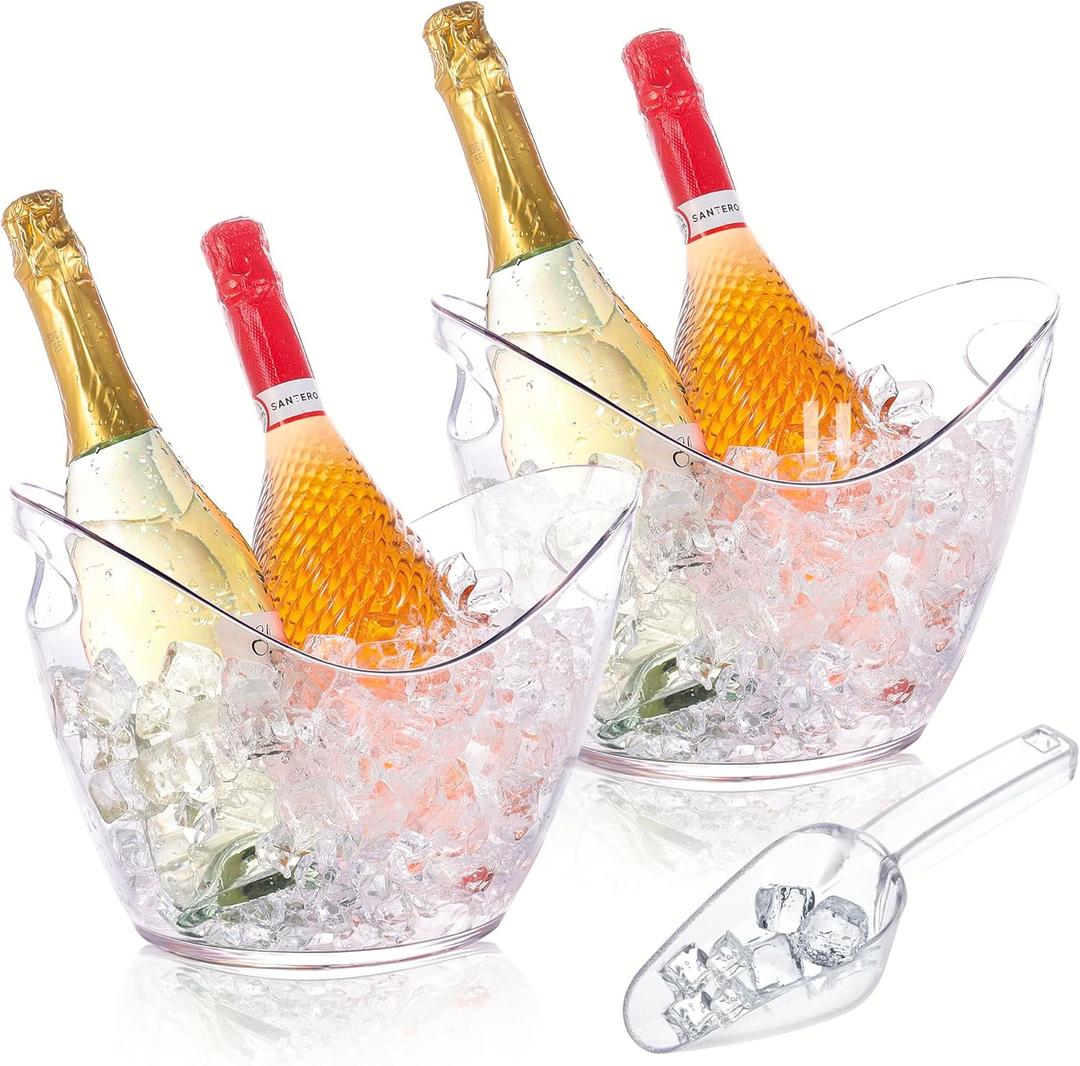 Ice Bucket for Parties 2 Pcs 4 Liter Beverage Tub Ice Tub Beer Drink Buckets for Parties Mimosa Bar Clear Plastic Champagne Acrylic Ice Bucket with Scoop for Cocktail Beer Bottle Ice Bucket for Parties 2 Pcs 4 Liter Beverage Tub Ice Tub Beer Drink Buckets for Parties Mimosa Bar Clear Plastic Champagne Acrylic Ice Bucket with Scoop for Cocktail Beer Bottle
