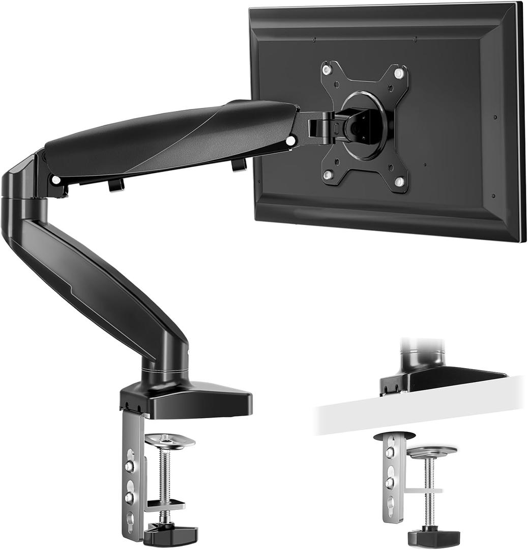 Simple Deluxe Single Monitor Arm, 13" to 32" Adjustable Desk Monitor Stand Mount, Black