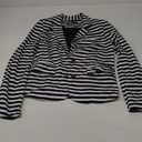 Allegra K Women's Notched Lapel Pocket Button Closure Striped Blazer XS