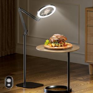 LUXSURE Tripod for iPhone with Light, 71" Overhead Phone Mount with Phone Holder, Adjustable Ring Light with Stand and iPhone Tripod for Video Recording, Cooking, Painting, TikTok, YouTube