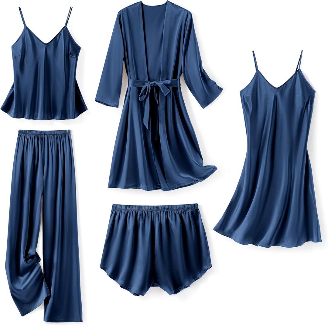 SAPJON Silk Pajamas for Women 1Pcs Sleepwear Loungewear Satin Robe Cami Shorts Pj Set