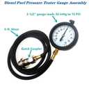 Diesel Fuel Pressure Tester Gauge Assembly TU-32-6 6.6L,Fits for GM Duramax Diesel Fuel System Test Kit, with Quick Coupler (30 inHg - 15 PSI, 6FT)