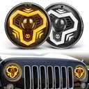 HOYUZA 7 Inch LED Headlights, 1000% Bright Anti-glare Round LED Headlight Replacements with Welcome DRL Amber Turn Signal Compatible with Jeep Wrangler JK TJ LJ CJ Chevy Ford Mazda 2PCS