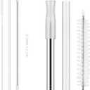 10 x Reusable Drinking Straws, Replacement Stainless Steel Straws for 40oz Tumbler, Silicone Straws and Cleaning Brush