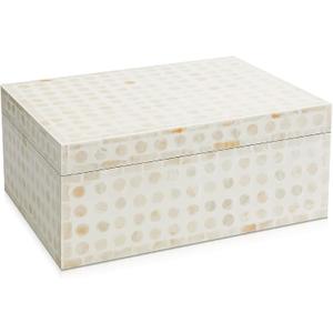 Patelai Mother of Pearl Shell Box Handmade Rectangular Box for Home Decor Jewelry Watch Storage, Christmas Gift, 11.9'' x 9'' x 5.1''