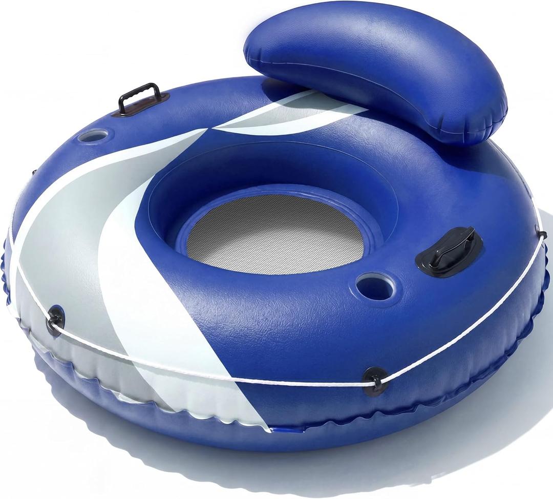 River Tube for Adults, Tube for River Floating, Heavy Duty River Tube for Beach Lake Rafting, River Floats with Mesh Bottom, Puncture-Resistant, Breathable & Fun for Adults, CQ08BLL-53'', Large