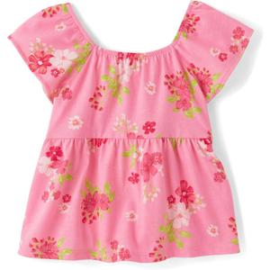 The Children's Place Baby-Girls and Toddler Short Sleeve Flutter Shirt (Pink)