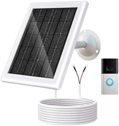 Ring Solar Charger 5W 12VAC Compatible with Ring Video Doorbell 3/ 3+/ 4, Battery Video Doorbell Pro, 16.4ft Waterproof Charging Cable, 360°Adjustable Mount (White, 1 Pack)