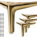 VEHCIL 4.7-inch Brushed Gold Furniture Legs, Legs for Furniture Set of 4 Modern Furniture Feet Metal Table Legs for Cabinet Sofa Couch Chair Bed Dresser Wardrobe Risers DIY Replacement