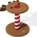 VETRESKA 18.1" Reindeer Cat Scratching Post, Two-Layer Soft Plush Platforms, Space-Saving Kitten Christmas Cat Scratch & Rest Furniture, Holiday Decoration