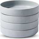 famiware Star 7.5" Pasta Bowls Set, Salad Bowl Set of 4, Double Reactive Glaze, Stackable, Ideal for Your Friend for Housewarming, Festivals, Light Gray