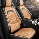 SanQing Car Seat Covers Full Set Luxury Leather Seat Protector for 5 Seats Cars Waterproof Car Front Seats Back Protector Cushion Fit Most Cars SUVs Trucks Pick-ups (Orange)
