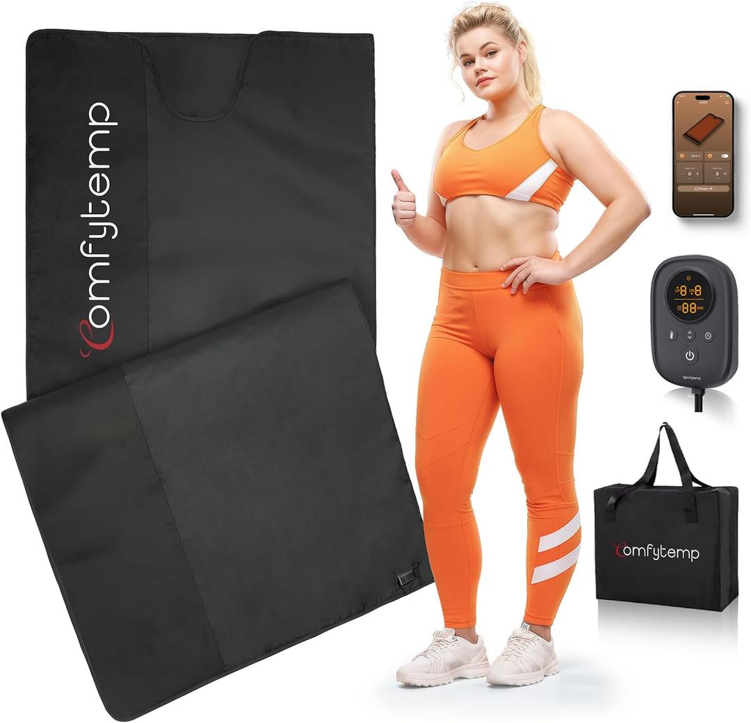 Comfytemp Infrared Sauna Blanket 35" X 78" Extra Large, Support Dual Zone Temperature Control & App Control  Smarter & Safer Portable Sauna Blanket, Low EMF, for Sweating, for Mom