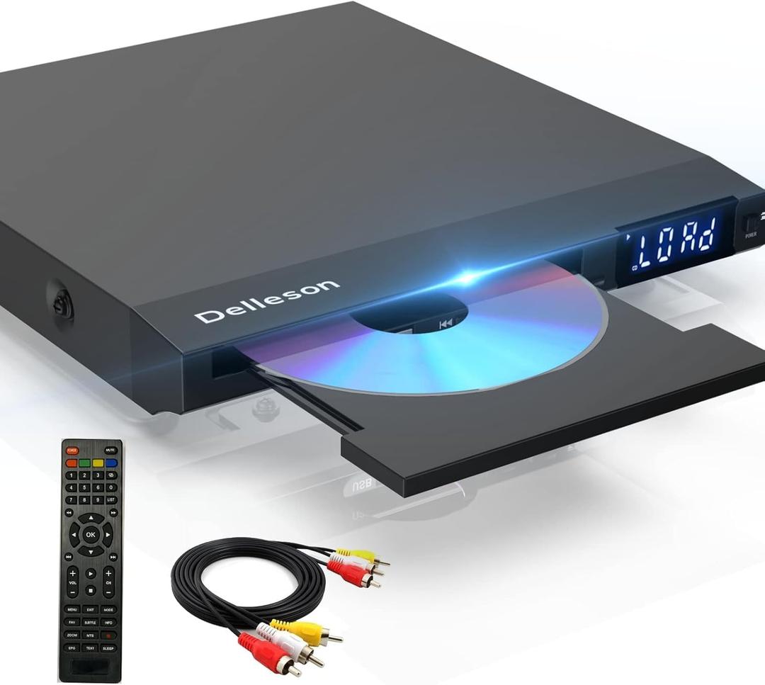 Region Free DVD Player for TV with AV Port, Compact CD/DVD Players for Home, DVD Player with Remote Control Support RCA/AV Connect, USB Input, Microphone Jack, PAL/NTSC (NOT Support HDMI)