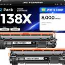 138X Toner Cartridge Black 2-Pack with chip Replacement for HP 138A W1380A 138X W1380X Compatible with HP LaserJet Pro 3001dw 3001fdw MFP 3101fdw Printer Ink 3001dwe 3001fdwe 3101fdwe All-in-One