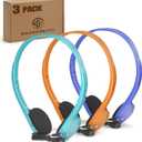 3 Pack Bulk Headphones for School, Classroom, Students - On Ear with 3.5mm Jack, 4ft Tangle Free Cable, 3 Colors - Compatible with iPad, Chromebook, Laptop, PC