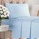 Twin Size 3 Piece Sheet Set - Comfy Breathable & Cooling Bed Sheets Set - Hotel Luxury Bedding for Women, Men, Kids, Teens, Boys & Girls - Deep Pockets, Soft and Wrinkle Free - Oeko-Tex - Light Blue