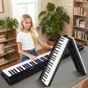 Coolmusic Portable Piano Keyboard Foldable: Portable Keyboard Piano 88 keys Semi-Weighted keyboard Electric Folding Piano Kit, 63 x 22 x 13 cm