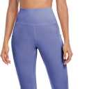 SEEMLY High Waisted Workout Capri with Pockets | Breathable Yoga Pants | Athletic Women Capri Leggings for Tummy Control (Purple, L)