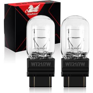 WinPower WT21/7W Halogen Bulbs, 12V Bright Rear Brake Tail Turn Signal Lights Replacement, Pack of 2