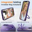 Compatible with iPhone 12/12 pro Case with Magnetic Ring Stand, Military Drop Protection, Anti-Scratch/Anti-Fingerprint Translucent Matte Phone Case for iPhone 12/12 pro (Purple)