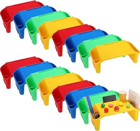 Kisston 12 Pcs Kids Lap Desk Bulk Tray Lap Table Bed Table Plastic Desk with Extra Storage Space Activities Children Portable for Kids Students Work Study School Classroom(Colorful)