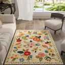 3x5 Washable Area Rugs for Bedroom: Small Entryway Rug with Non Slip Backing Low Pile Soft Faux Wool Distressed Vintage Floral Throw Rugs for Living Room Kitchen Office Dorm Nursery Entrance Enytry