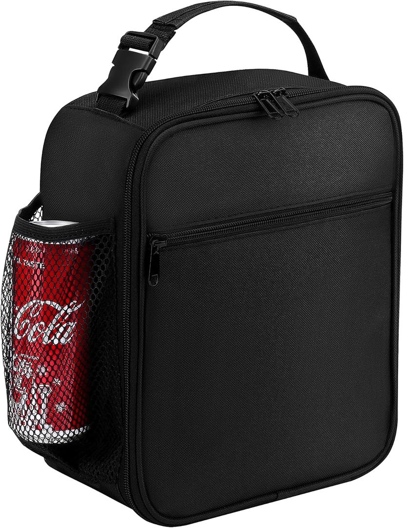 Lunch Box for Men - Reusable Lunch Bag Men Adult Women- Insulated Small Lunch Box (Black)