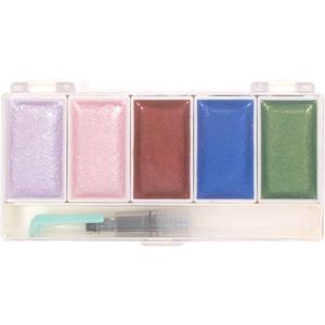 Craftelier - Set of 5 Vintage Metallic Coloured Watercolours + Brush with Water Tank | Ideal for Scrapbooking and Craft Projects | Palette Size 14 x 6,5 cm - Godet Size 4,5 x 2,5 cm