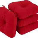 Outdoor Chair Cushions, Outdoor Seat Cushions for Patio Furniture Waterproof with Ties, Replacement Tufted Patio Chair Pads, 19x19x5 inches Set of 4, Red