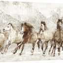 KREATIVE ARTS Vintage Horse Canvas Wall Art 20x40 - Brown Running Horses Picture for Farmhouse Decor - Rustic Animal Painting for Living Room, Bedroom, Office