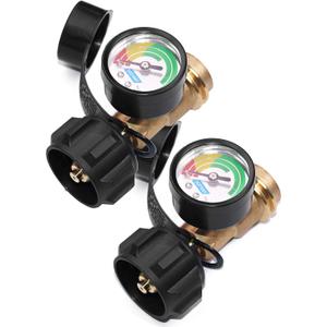 DOZYANT Propane Tank Gauge Level Indicator Leak Detector with Type 1 Connection (2 Pack), Gauge for Propane Tanks 5lb-40lb Universal for BBQ Gas Grill, Cylinder, RV Camper, Heater and More Appliances