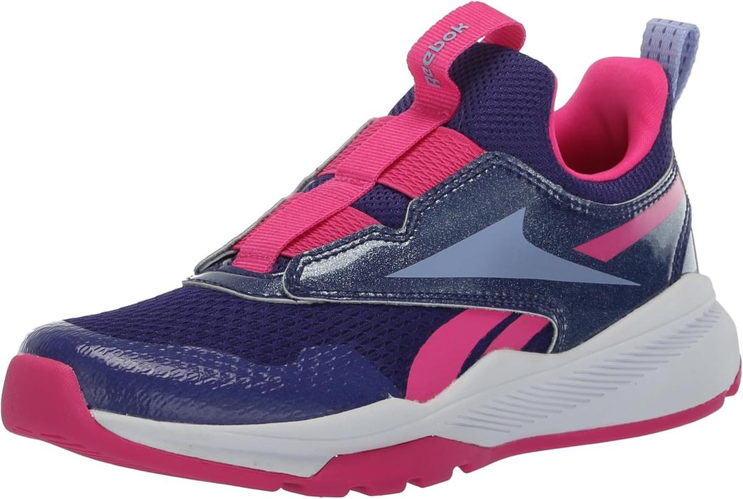 Reebok Girl's Xt Sprinter Slip Sneaker (6 Little Kid, Footwear White/Lilac Glow/Bold Purple)