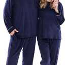 PJGGZ Matching Pajamas for Couples, Long Sleeve PJs for Men & Women Luxury Warm Soft Cozy Two Pieces Set Pijamas in Winter