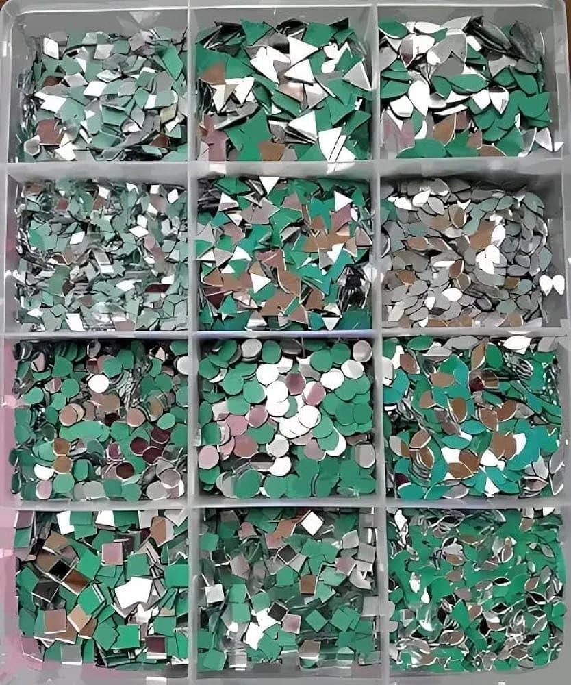 12 Shape Mirror Kit for Lippan Art and Craft Work and Free Glue Mirror 1200 pcs