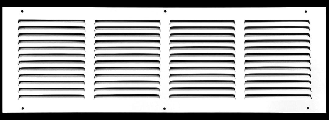 HVAC Premium 20'' x 6'' [Duct Opening] Flat Stamped Steel Return Air Grille - Sidewall and Ceiling - HVAC Vent Duct Cover - White [Outer Dimensions: 21.75''w X 7.75''h]