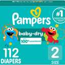 Pampers Diapers - Baby Dry - Size 2, 112 Count, Absorbent Disposable Infant Diaper  (Size 2)
