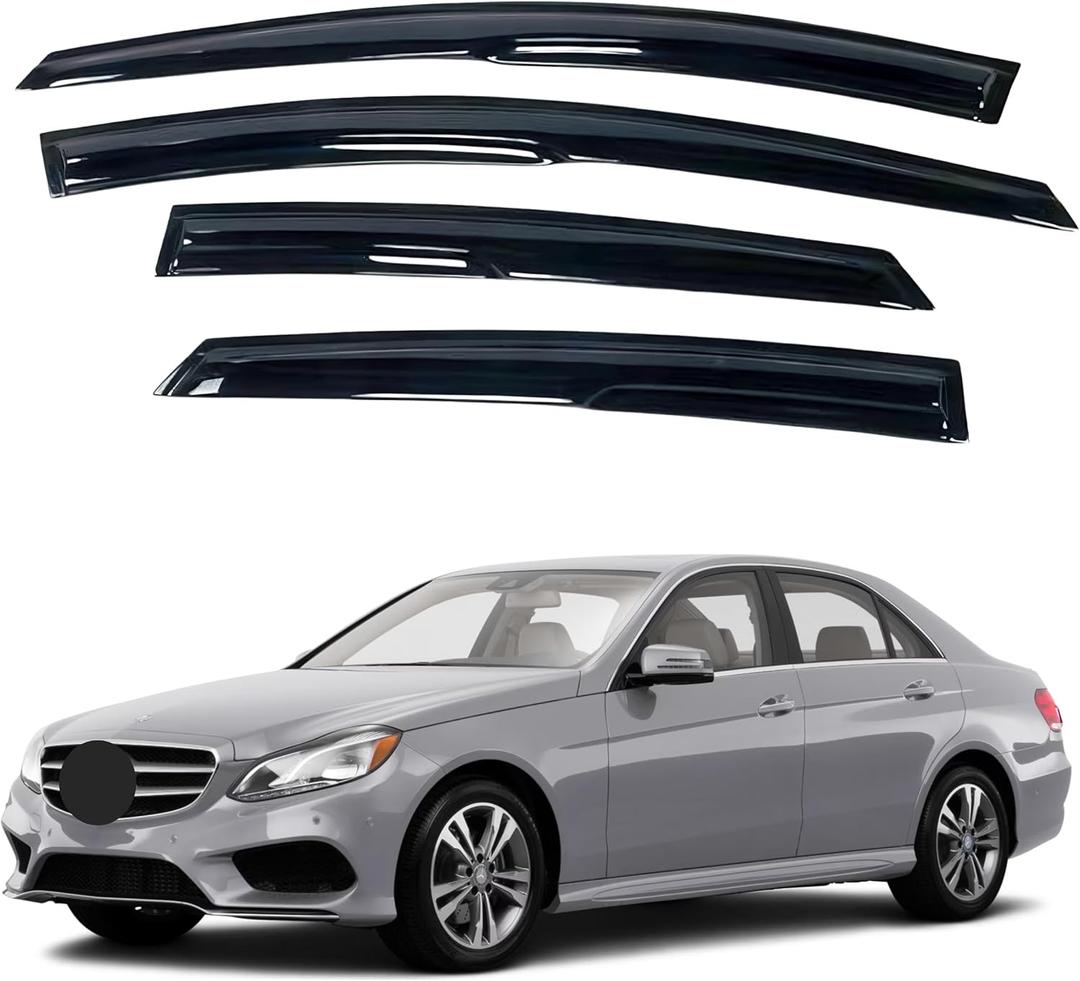 IG Window Visors Fit for 2010-2016 Mercedes-Benz E-Class Sedan, Out-Channel Rain Guards Vent Wind Deflectors 4PC, Car Accessories for 10-16 Mercedes Benz E350 E550 E63 (Sedan Only)