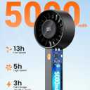 Warmco Portable Handheld Turbo Fan 5000mAh Rechargeable Personal Mini fan | Up to 13H Runtime, 9m/s Airflow, 9000RPM Motor, 4 Speeds,Removable Rear Cover, LED Display