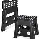 Dyforce Folding Step Stool 13", Heavy Duty Step Stools for Adults and Kids, Compact Foot Stools, Light-Weight Toddler Foldable Step Stool for Kitchen, Bathroom, Holds Up to 300 lbs (Black)