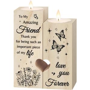 SteadStyle Friendship Gifts for Women Heart-Shaped Candle Holder Gifts for Friend, Birthday Present for Female Friends, BFF Soul Sister Surprises for Mothers Day Christmas