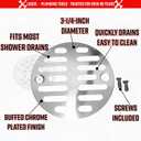 LASCO 03-1243 3-1/4-Inch with 2 Screws Shower Drain Grate, Chrome Plated