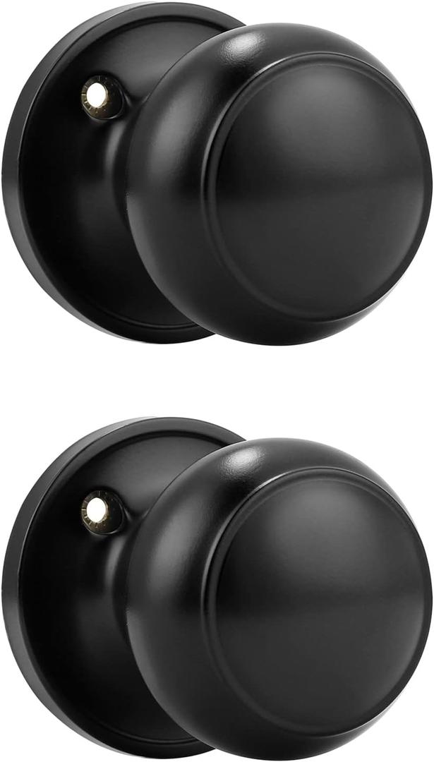 Probrico (2 Pack Classic Closet Door Knobs Dummy Door Knob, Individual Non-Turning Dummy Door Knob Single Side, Black Interior Door Knobs, Easy Installation